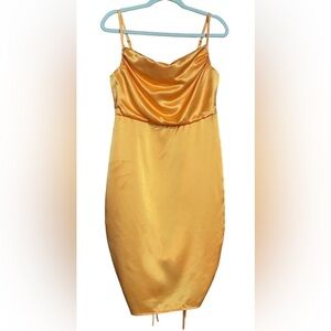 Wild Fable Ruched Side Orange Satin Dress Sz M